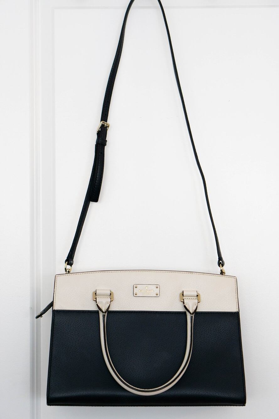 Kate Spade New York Grove Street Caley Leather Satchel, Black&White